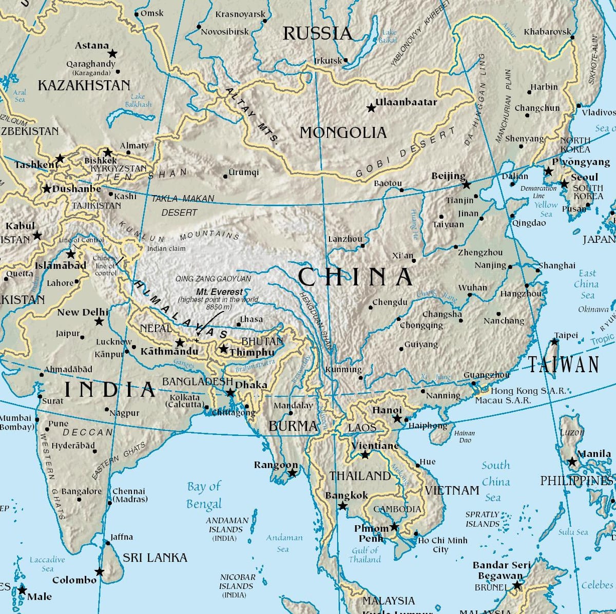 মঙ্গোলিয়ান মালভূমির মানচিত্র অবস্থান
